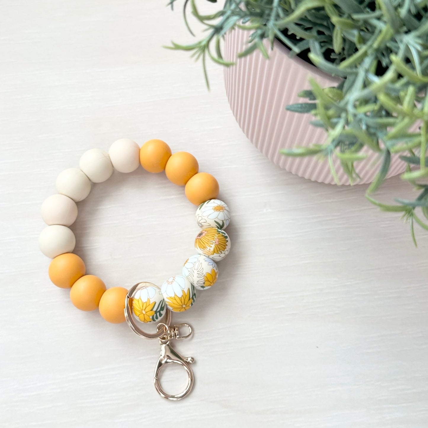 Sunflower Silicone Wristlet Keychain