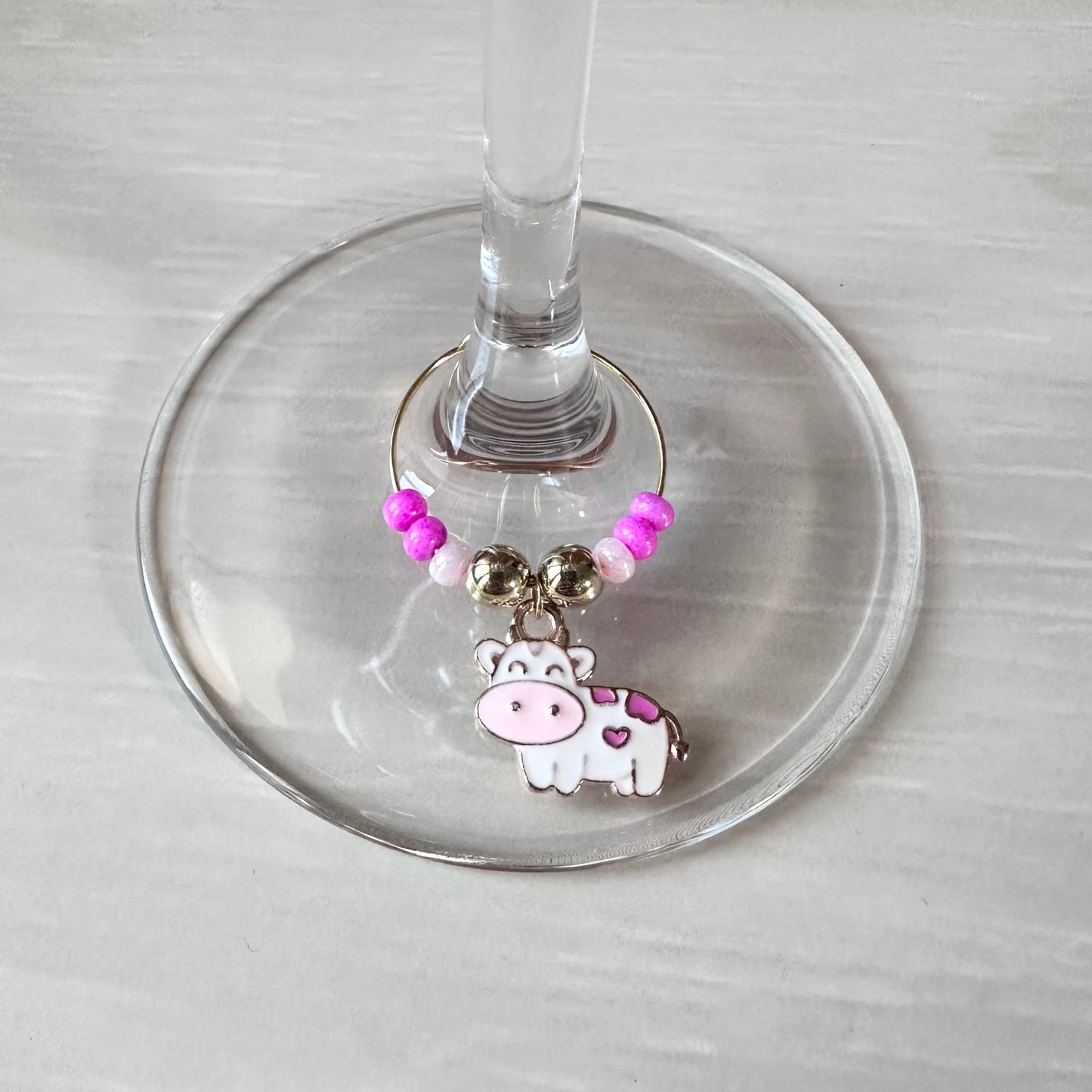 Colorful Cow Wine Charms
