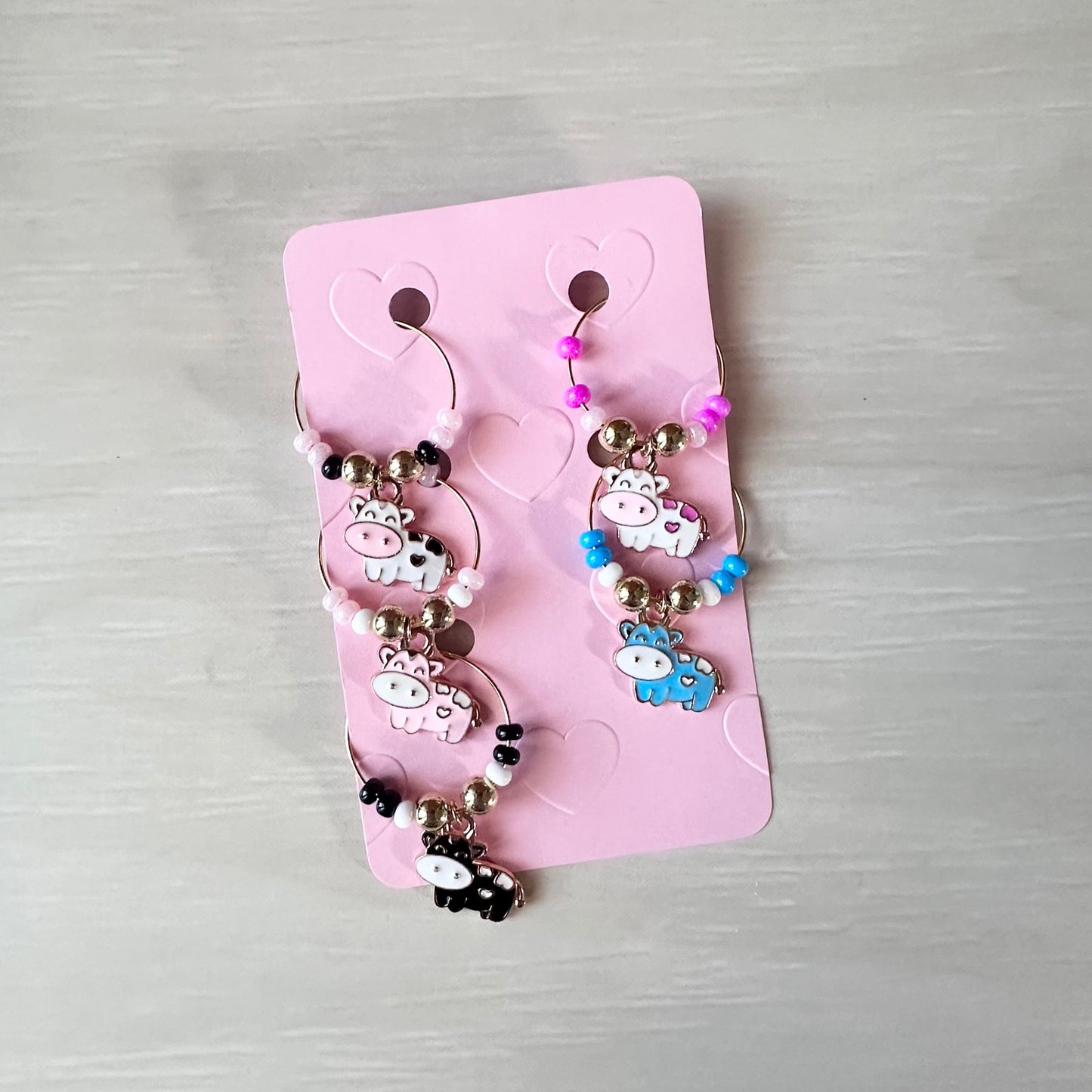 Colorful Cow Wine Charms