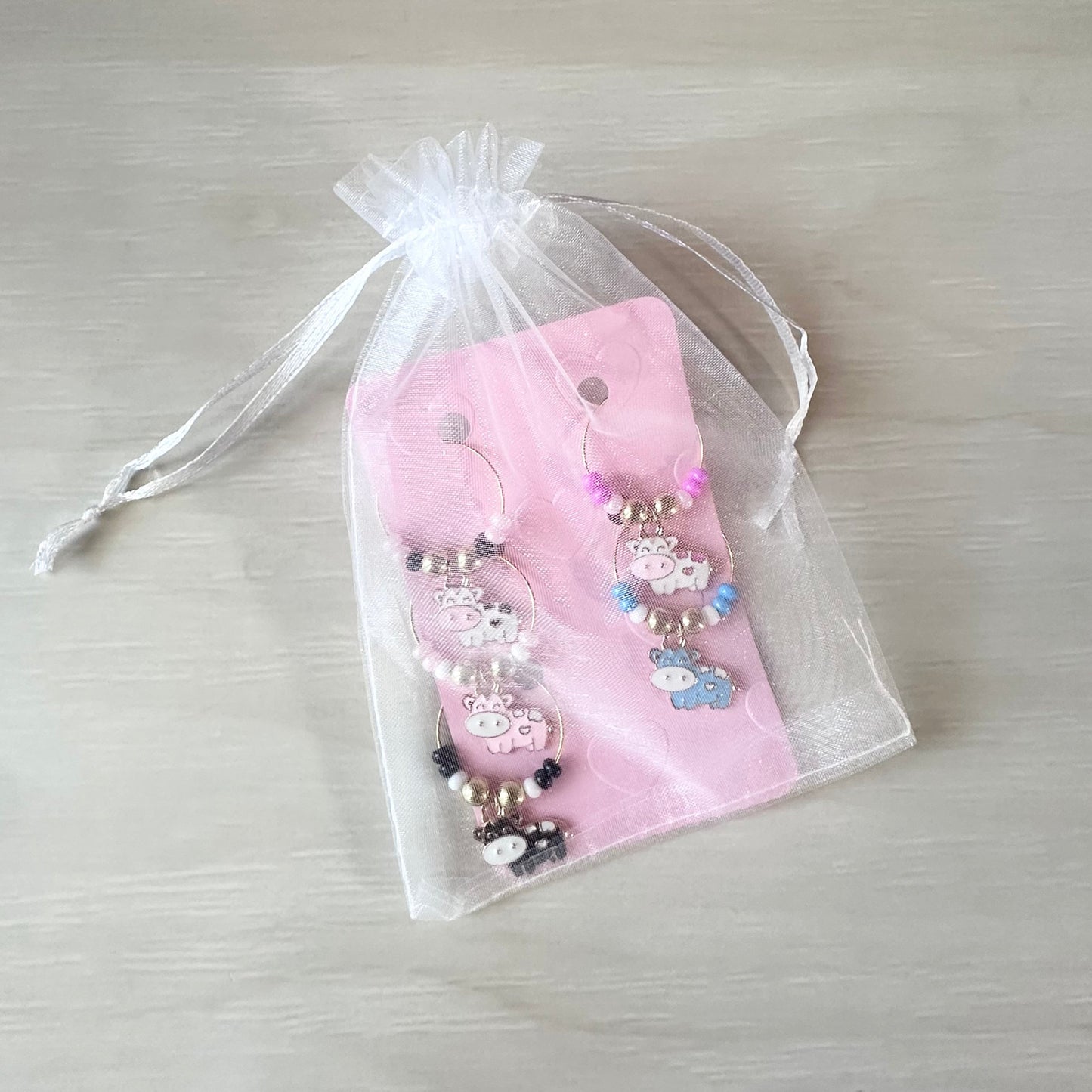 Colorful Cow Wine Charms